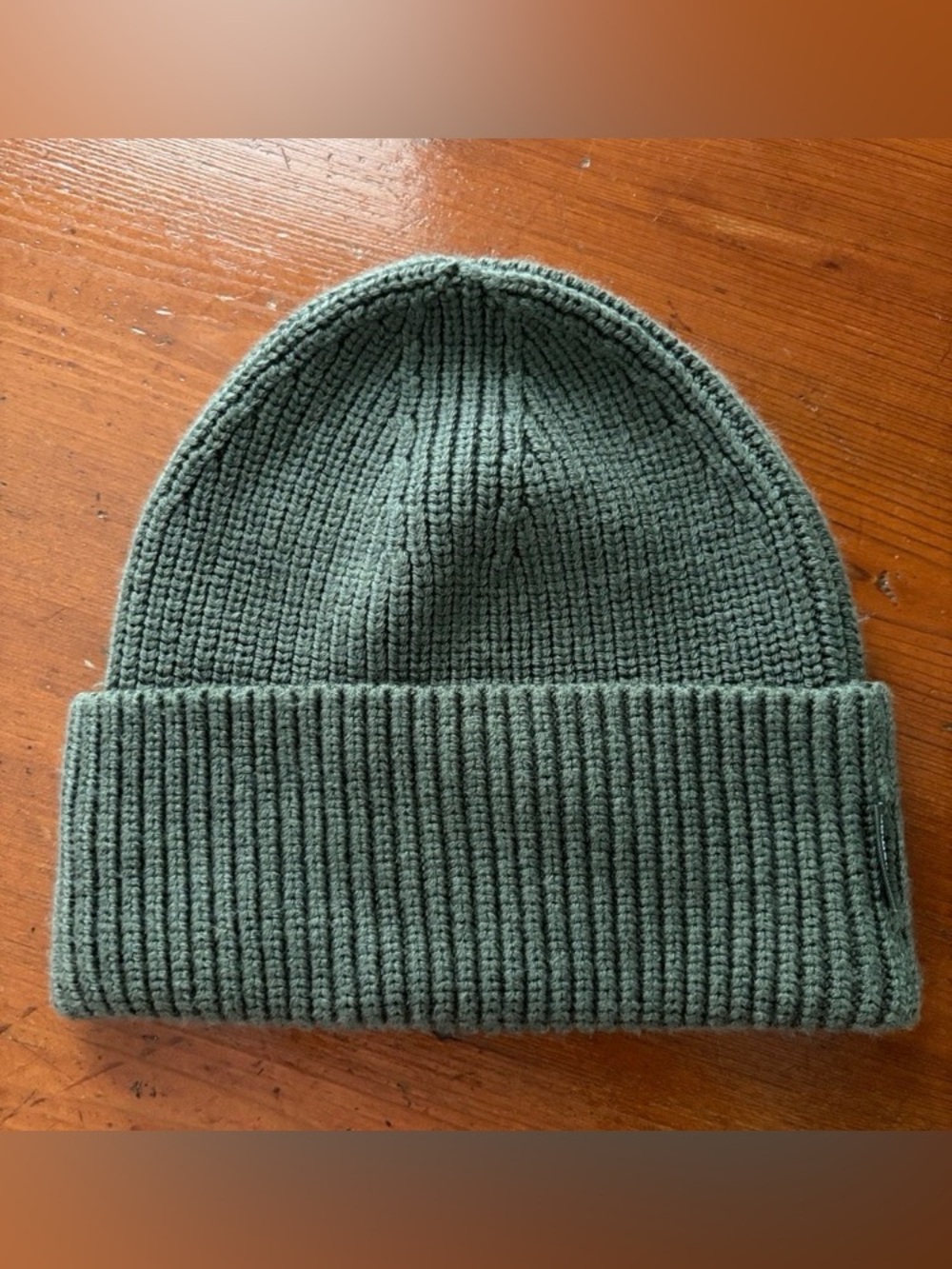 Men's Olive Green Knit Cuffed Beanie Hat